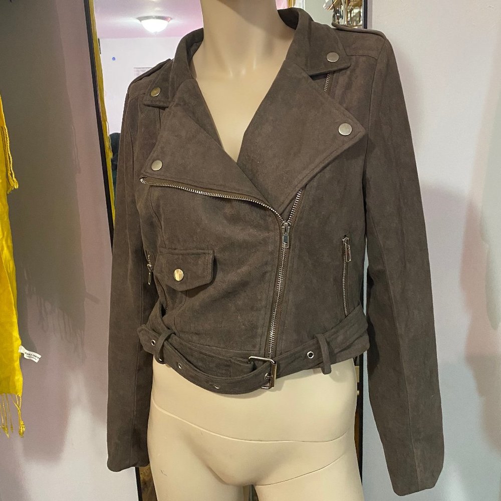 Faux Suede Moto Jacket